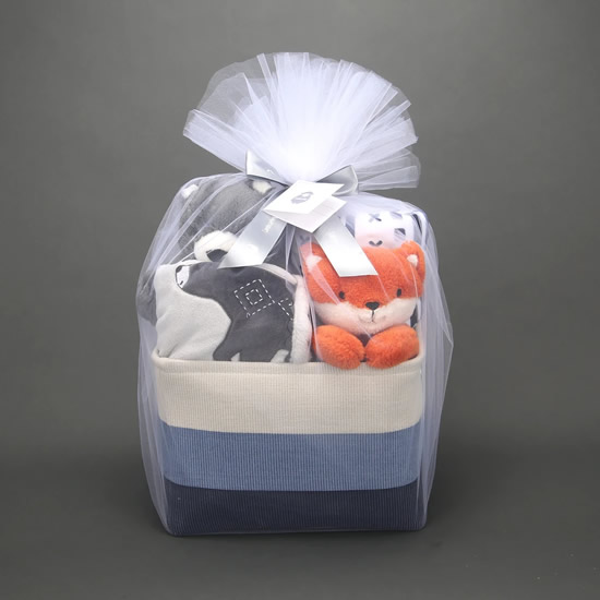 Lambs & Ivy Blue 5-Piece Baby Gift Basket for Baby Shower/Newborn Welcome Home