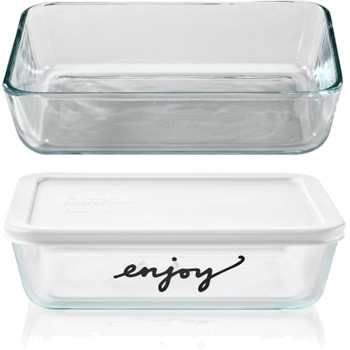 Pyrex Basics Clear Glass Food Storage Dishes, 4 (3-Cup) Oblong Dishes with Turquoise Plastic Lids