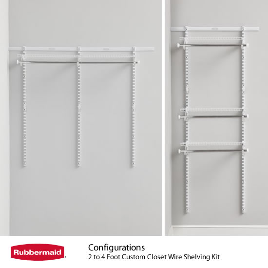 Rubbermaid FastTrack Pantry Kit, 4 Feet, White, Wire Closet